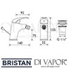Bristan Java Bidet Mixer Pop-Up Waste Dimensions